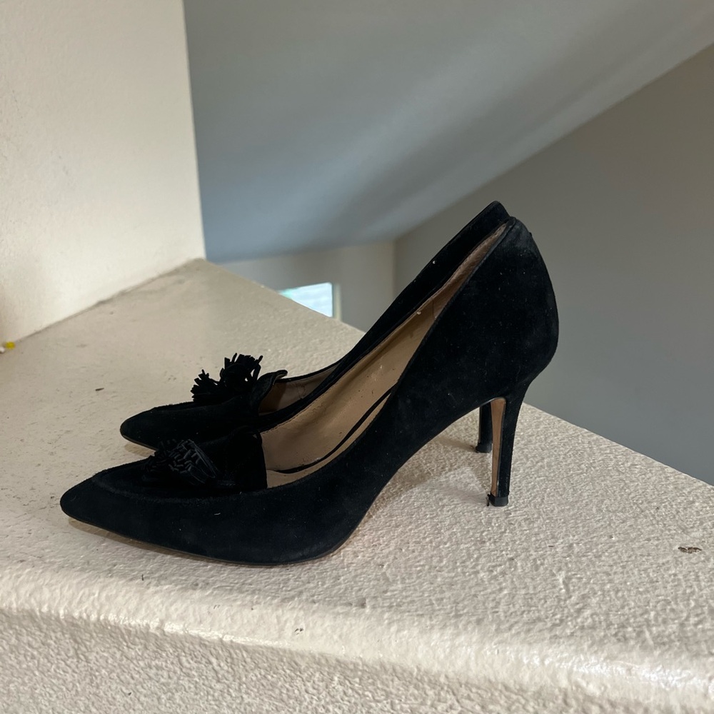Ann‎ Taylor Black Suede Pointed Toe Pumps court shoes sz 8 Flawed read bellow